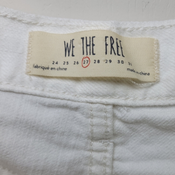 We The Free by Free People White Distressed Denim Button Fly Shorts Size 27 - Picture 6 of 10